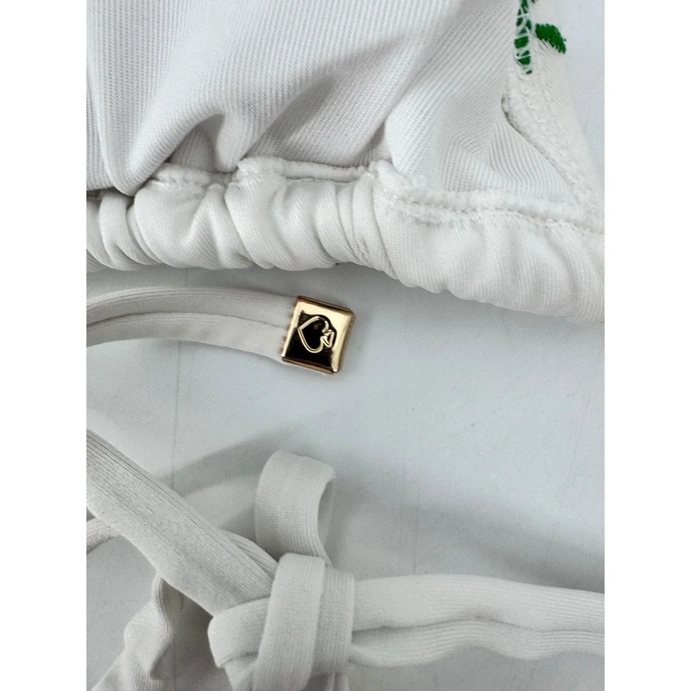 Kate Spade Bikini Set Women Medium White Embroidered Floral Triangle Top Bottoms